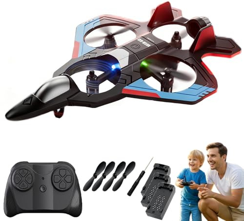 Snrtevu Kinder Jet Stunt Flieger mit Licht, 2,4 GHz Ferngesteuerte Flugzeuge mit 360° Flip, 20 Minuten Akkulaufzeit, Kampfflugzeug für Kinder und Erwachsene von 8-16 Jahre (3 Batterien)