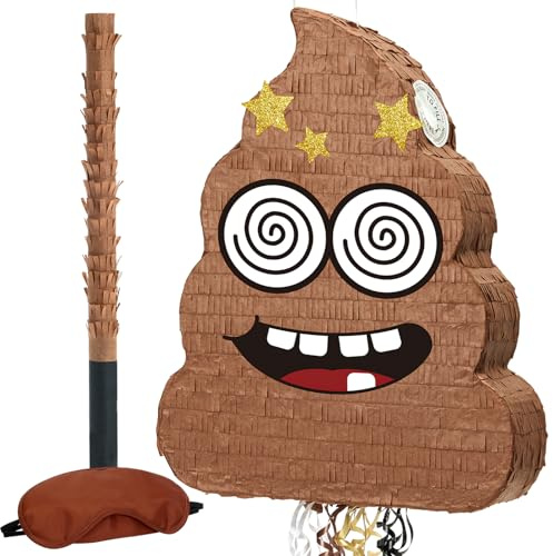 WERNNSAI Poop Pinata - Poop Pinata mit Stock Augenbinde Zugschnur Geburtstags Kinderl Erwachsene Lustige Piñata Deko Geburtstags Partyspie Einfach Aufzuhängen Geburtstagsparty Dekorationen