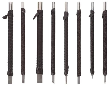 Healeved Kit per Intaglio Legno 8 Pezzi con Scalpelli e Coltellino in Acciaio, Portatile, con Borsa da Trasporto per Artigiani e Fai da Te
