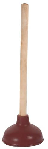 BATHVEVE Stantuffo per WC Professionale in Gomma Marrone Manico in Legno da 14 Pollici, Potente e Portatile per Bagno e Casa, per Sturare Sanitari e Tubi Intasati