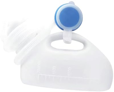 Generic Urinario Masculino con Asa Botella Portátil para Masculina Recipiente con Tapa Reutilizable de Material Pp Adecuado para Uso en, Manguera Blanca de 2m