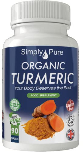 Simply Pure Organic Turmeric | Inflammation and Chronic Pain | 600mg Capsules x 90 | 100% Pure Soil Association Certified | Gluten Free | GM Free | Vegan