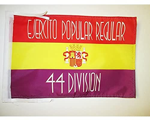 AZ FLAG Bandera del 44 Division EJÉRCITO DE LA REPÚBLICA ESPAÑOLA 45x30cm - BANDERINA ESPAÑOLA Republicana 30 x 45 cm cordeles | Uso interior y exterior Enseña española republicana costuras dobles y bordes reforzados con cuerdas poliéster ligero