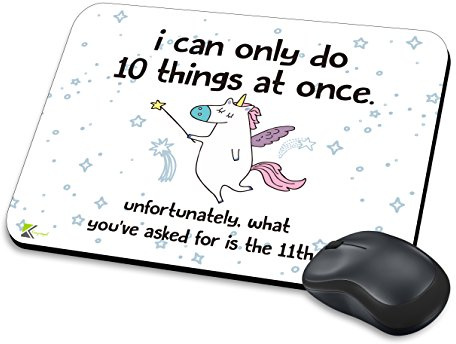 Kruzroyal Mouse Pad Can Only Do 10 Things At Once 11th Funny Office Mat | I can only do 10 things at once, what you asked for is the 11th! Funny office overload novelty mouse mat for PC desk.