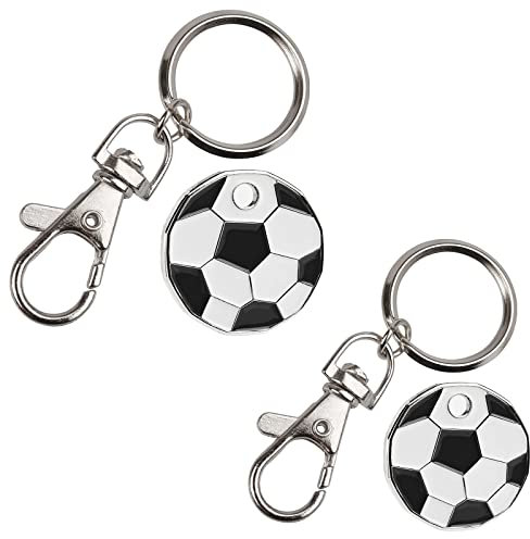Fabulouz 2pc New Shape 12 Edge Sided Shopping Trolley Token £1 Coin Pound Coin Trolley Token Shopping Cart trolley coin Key Ring Clasp Supermarket trolly Locker Gym Keyring coins Gift FOOTBALL DESIGN