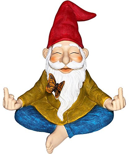Humeur Lab Nain de Jardin – Zen Statue de GNOME – 22,9 cm Peinte à la Main pelouse Lutin pour extérieur ou Maison Decor