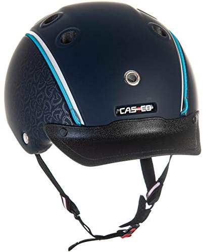 Casco Kinder Reithelm CHOICE blau metallic S (52-56cm) + MyStyle Wechselstreifen bianchi (türkis)