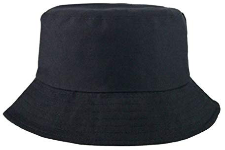 Deolven Fischerhüte,Fischer Hut Baumwolle & Polyester Becken Kappe Fischerhut Bucket Hat Sonnenhut Fishermütze für Kinder Junge Madchen Unisex Camping Wandern Angeln Jagd 52-54CM Schwarz