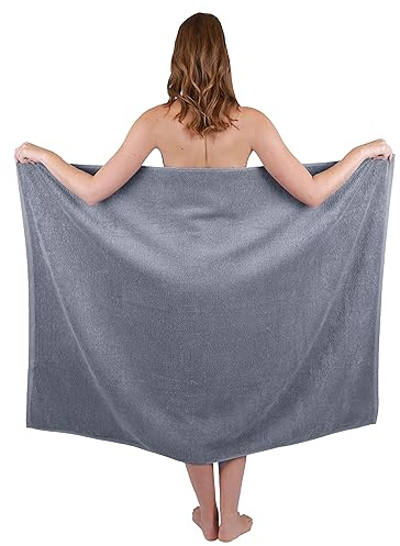 Betz badhandduk stor XXL storlek 100 x 140 cm badhanddukar bastuhandduk Dresden 100 % bomull färg antracit