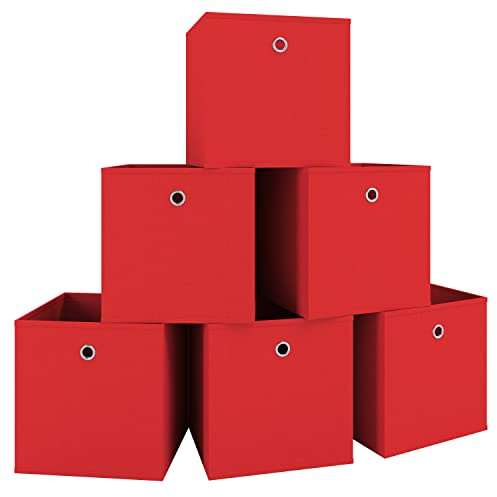 VCM 6-pack vikbar låda fällbox samlingslåda tygbox hyllbox hyllkorg boxas röd