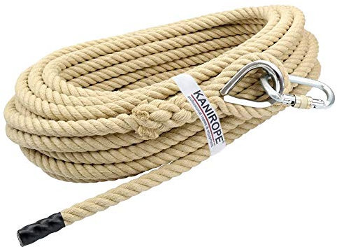 Kanirope® BAU- Aufzugseil POLYLIFT aus Polyhanf 18mm mit Kausche und Schraubkarabiner 20m