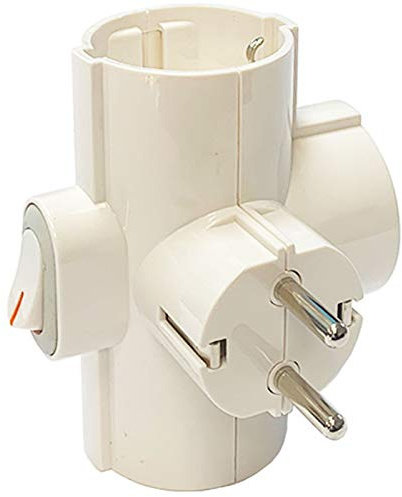 Ante - Adaptador 3 enchufes con Interruptor, ladrón con Interruptor Tres enchufes schuko,XX-006 16A/250V 3680W