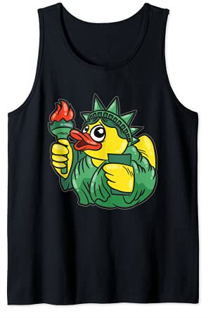 Statue of Liberty Rubber Duck 4 th of July Independence Day Tank Top