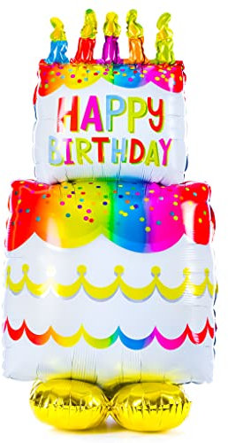 LavaRose Jumbo 100cm Tall Happy Birthday Balloons - Freestanding, Gold, No Helium, Perfect for Parties