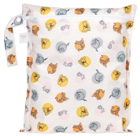 Bumkins Aduoke Waterproof Wet Bags for Baby, Disney Winnie The Pooh, Travel, Swimsuit, Cloth Diapers, Pump Parts, Gym Clothes, Toiletries, Strap to Stroller, Zipper Reusable Bag
