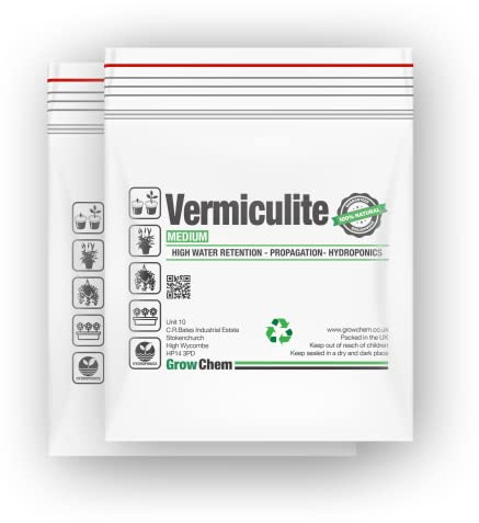Grow Chem Vermiculite for Plants 10L Bag (2x5L) MEDIUM- Soil Additive | Horticultural Vermiculite - Improves Soil Nutrient & Water Retention, Hanging Baskets, Potting Mixes & Indoor Gardening