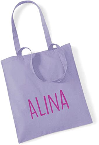 minimutz Jutebeutel bedruckt mit Name groß | Stofftasche Baumwolle inkl. Namensaufdruck für Jungen & Mädchen | Personalisierter Kinder-beutel Tragetasche für Krippe, Kindergarten, Schule