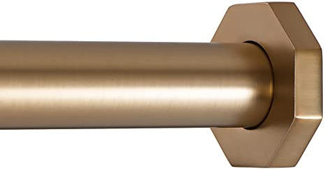 Ivilon Tension Curtain Rod - Hexagonal Spring Tension Rod for Windows or Shower, 24 to 36 Inch, Warm Gold