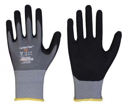 LeiKaFlex Grip 1469 Nylon-Elastan-Feinstrick-Handschuhe mit Nitril - Beschichtung 12 Paar Packung/Gr. 7-12 (8)