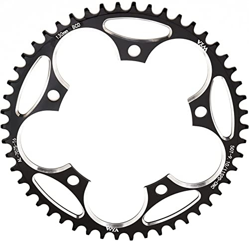 YBEKI 130 BCD Fahrrad Kettenblatt | 38-60T Schmale-Breite Zahnform | 8-12-Fach Rennrad | 7075-T6 Aluminium | CNC-verarbeitet | Anti-Kettfall-Design | Leichtgewicht | Hard-Anodisiert (Schwarz/Rot)