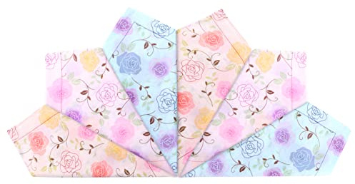 HOULIFE Mouchoir Tissu - Mouchoirs en Tissu Femme, Grands Mouchoirs Tissus en Pur Coton Peigné Motif Fleur Doux pour Mariage Usage Quotidien, Lot de 6 Pièces, 45x45cm