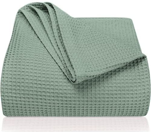 LAYNENBURG Copriletto 220 x 240 cm XXL - Waffle Pique 100% Cotone - Coperta Estiva Leggera - Coperta di Cotone Come Coperta da Letto, Coperta da Divano, Coperta ariosa da Divano (Verde menta)