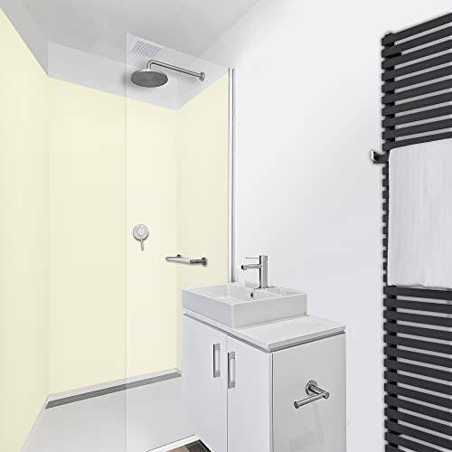 WANDFREUDE individuelle Duschrückwand Aluverbundplatte auf Maß (3 Stück - Beige - Seidenmatt) – Dusche Wandverkleidung Duschwandverkleidung Duschrückwände