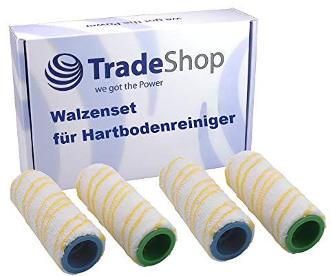 Trade-Shop 4in1 Set Reinigungswalzen Rollbürsten kompatibel mit Kärcher FC3 FC5 FC7 EWM 2 ersetzt 2.055-007.0 2.055-006.0 / Hartbodenreiniger Zubehör