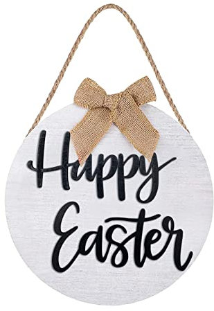 Osterkranz mit BuntOstereiern Blumen Türkranz Hausnummer Frühling Hausnummer Deko Ostern Osterdeko Anhänger Happy Door Hängedeko Ostern Hängegirlande für den Innen und Außen