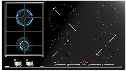 Teka 112570201, Table de cuisson induction et gaz, 88 cm JZC 96324 ABC BK (E4), Black glass