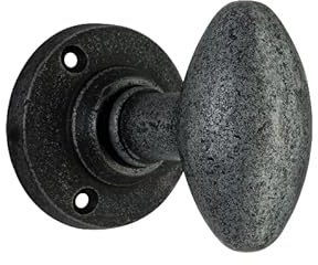 Infinity Decor Hand Forged Oval Mortice Door Knobs Set- Heavy Sprung Door Handles in Pewter Finish for External and Internal Use.