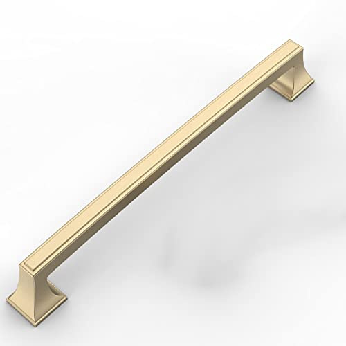 Amerdeco 6 Stück Möbelgriffe Gebürstetes Messing 192mm Lochabstand Schubladen Griffe für gold Küchenschränke Schrankgriffe Schubladengriffe Türgriffe für Küchenschränke Kleiderschrank…