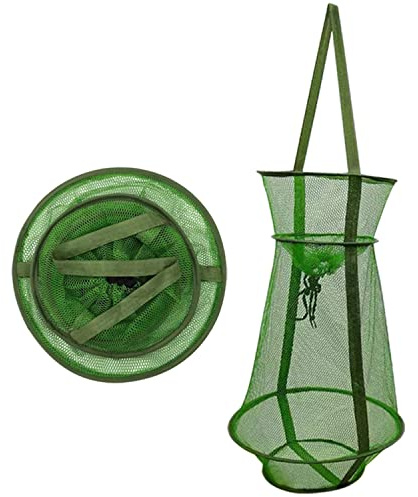Fayvosiue Foldable Fish Net Trap, Green, Nylon, 33cm x 19in, Fishing