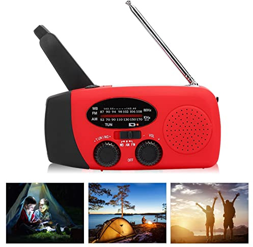 Notfallradio, Radio Tagbares Solar Handkurbelradio, Wiederaufladbar mit NOAA Funktion LED Licht Katastrophenschutz/AM/FM Notfallradio Im Freien für Camping Outdoor