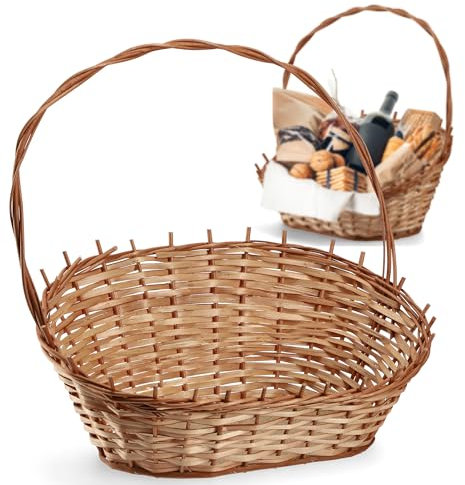 KADAX Geschenkkorb, Universeller Weidenkorb, Hochwertiger Henkelkorb, Flaschenkorb, Süßigkeitenkorb, Geflochtener Aufbewahrungskorb, Präsentkorb (Natürlich, Groß)