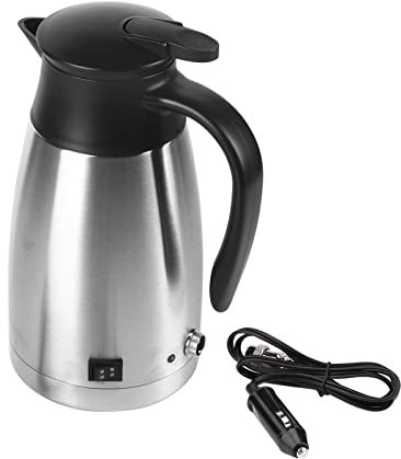 TKSE Hervidor Eléctrico para Coche,Hervidor de Agua Eléctrico,1000ml Acero Inoxidable Universal Eléctrico en el Coche,Hervidor Termos de Viaje para los Coches de 12V/24V Fuente de Alimentación
