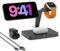 GEEKERA 3-in-1 Charger Stand for Magsafe: Wireless Magnetic Charging Station for iPhone 16/15/14/13/12 Pro Max/Plus/Mini, Apple Watch 10/Ultra 2/9/8/7/6/5/4/3, Air Pods 4/Pro/3/2-Black