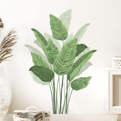 Tanlaby Pianta Tropicale Adesivi Murali Verde Botanico Sticker Murali Foglia di Pianta Verde Autoadesivo Adesivi da Parete Rimovibile Sticker Muro per Soggiorno Camera Letto Sfondo Decorazione Murale