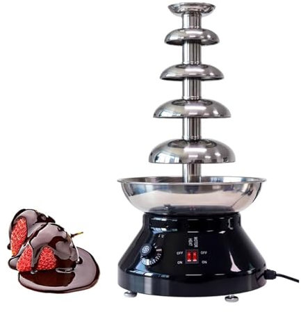 YOtat Chocolate Fountain Machine, 7 Tiers Stainless Steel Chocolate Waterfall Machine, 30~110℃ Adjustable Commercial Heater Melter for Party Restaurant Wedding Family Gathering (Black)