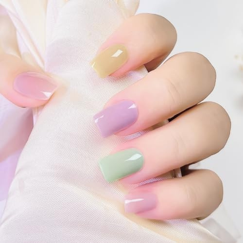 Ceboic 20PCS Halbgehärtete UV Gel Nagelfolien French Gellack Wraps Selbstklebende Nagellackstreifen Pastell Süßigkeiten Design Nail Art Stickers Maniküre Set für Damen Mädchen Nagelkunst