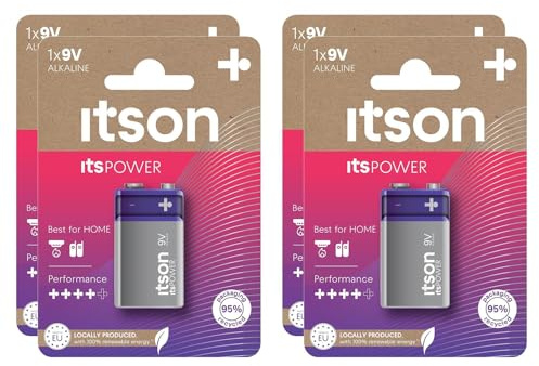 ITSON Lot de 4 x 1 Pile Alcaline 9V/6LR61 ItsPOWER