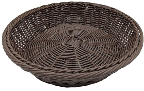 RT&BS Cesta Redonda de Mimbre para Pan, Cesta de Mimbre para Fruta, Cestas de Pascua, Cestas Redondas Reutilizables para Guardar Huevos, Pan, Fruta, Verdura, Aperitivos, Dulces (Café, P)