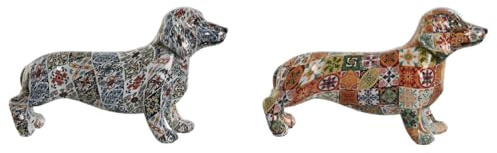 Home ESPRIT Dekofigur, Mehrfarbig, mediterraner Hund, 21 x 6 x 12 cm (2 Stück)