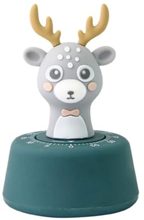 Uixxducc Küchentimer Mechanischer Timer, Niedlich Tiere Hirsche 60 Minuten Countdown Timer Kinder Lustige Eieruhr Küche Kurzzeitmesser, Ideal Küchentimer für Kochen, Backen, Sport, Studieren (Grün)