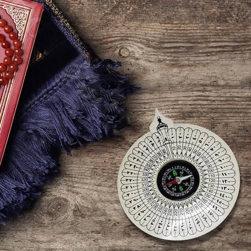 Weißer Kompass muslimischer Kaaba Qibla Richtungsfinder, Handheld, Qibla, islamischer Gebetskompass mit Broschüre