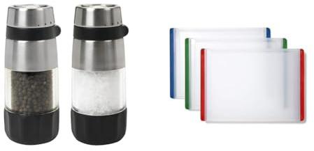 OXO Good Grips Accent Mess Free Salt & Pepper Set & Good Grips 3-Piece Everyday Cutting Board Set