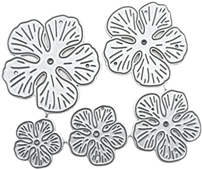 Psdndeww 5 x 3D-Metall-Stanzschablonen mit Blumen