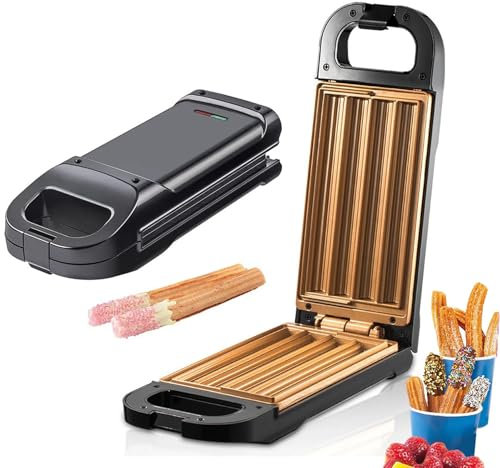 Elektrischer Churro-Maker, 850 W, antihaftbeschichteter Churro-Dessert-Snack, tragbarer, ölfreier, frittierter, schnell aufheizender spanischer Donut-Maker for 4 Churros, leicht zu reinigen,for Snacks