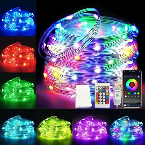 10M RGB Guirlande Lumieuse de Noël,Contrôle APP/Télécommande,Étanche IP65,USB Guirlande Lumineuse Multicolore,Réagir à la Musique, pour Intérieur, Extérieur, Chambre, Noël Mariage