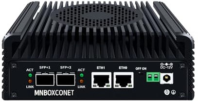 MNBOXCONET S2 Mini PC N305 2x10gb SFP+, Firewall Appliance Micro Office Hardware, Barebone No RAM No SSD, 2xi226V 2.5Gbit LAN, USB C, TF Card Slot, Support Proxmox OPNsense Win, SPK/MIC